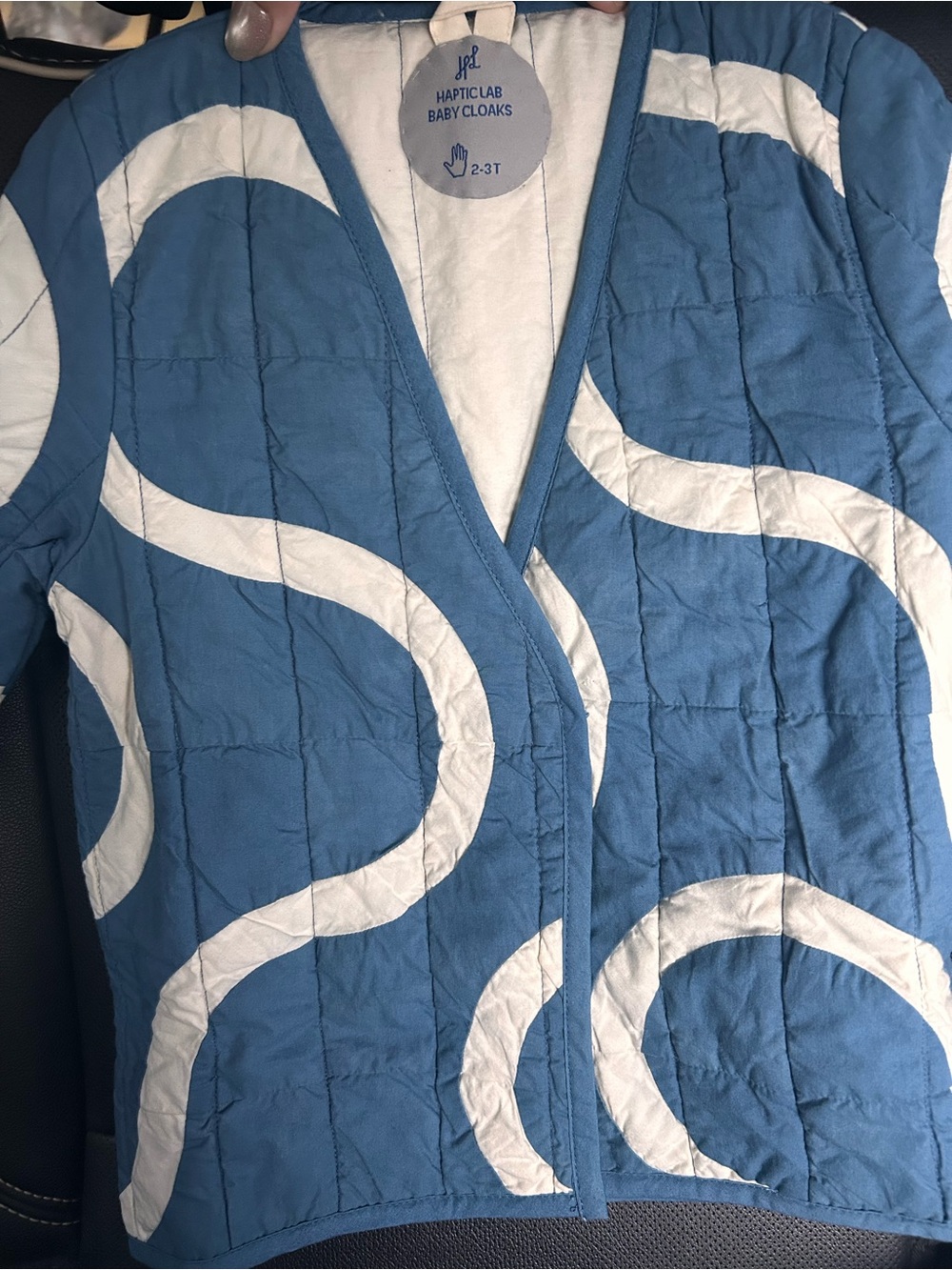 HapticLab Blue & White Quilted Baby Cloak - 2-3T